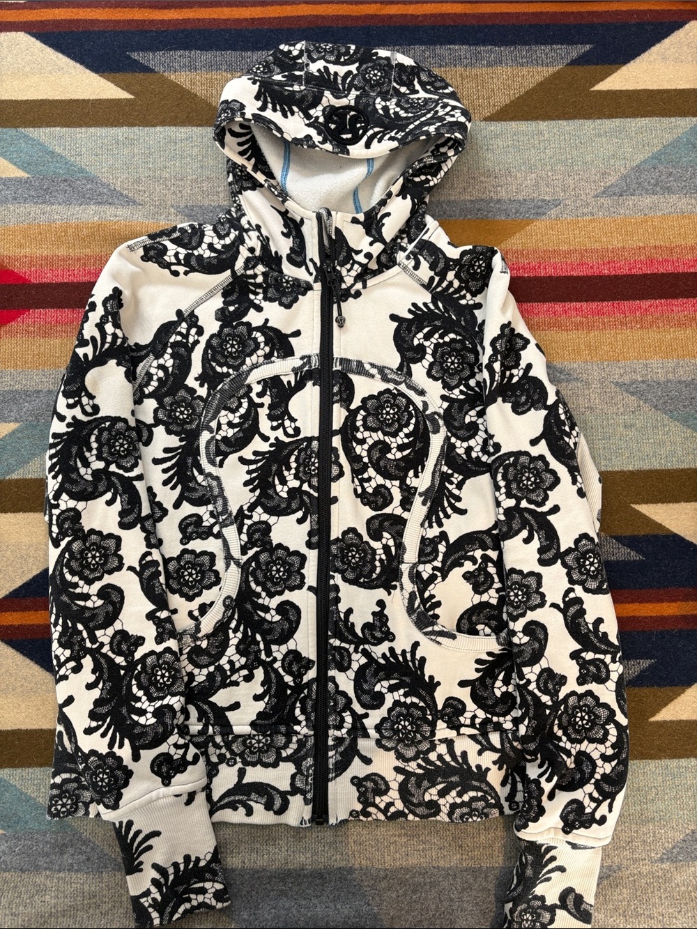 lululemon scuba hoodie Black & White Floral Zip